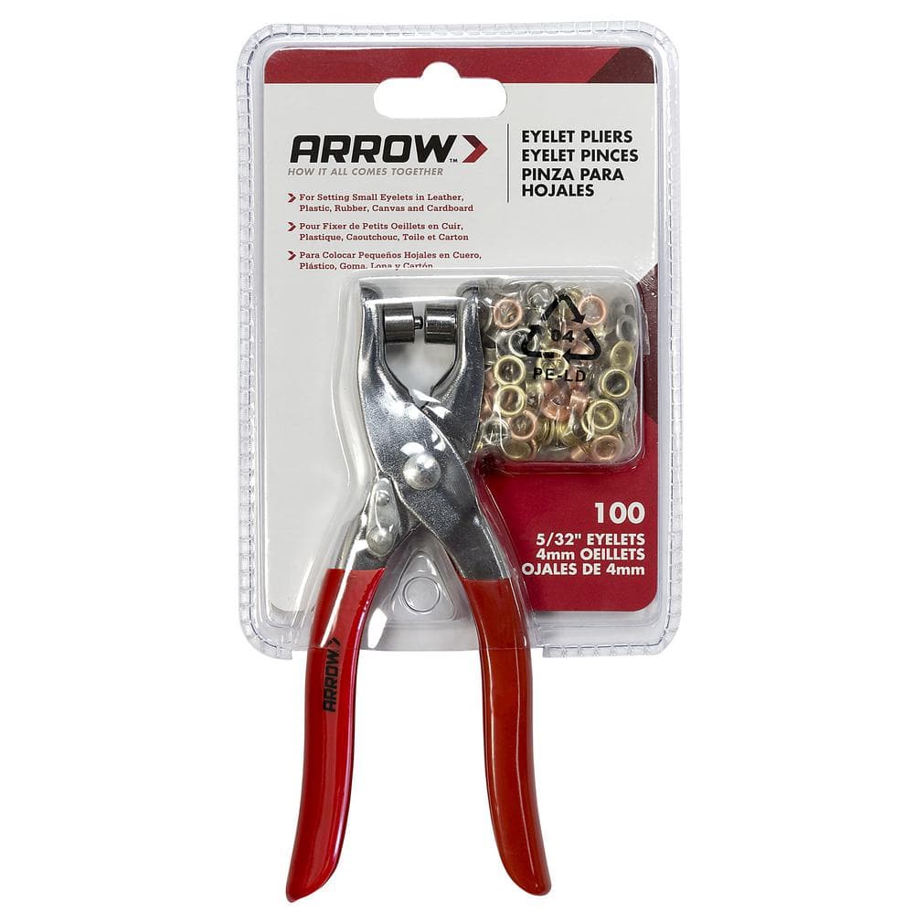Arrow GEPK532 Eyelet Tool Kit, Hole Punch Pliers for Fabric, Leather, Canvas, Includes 100 Eyelets, 5/32-Inch, Gold,silver - Image 1