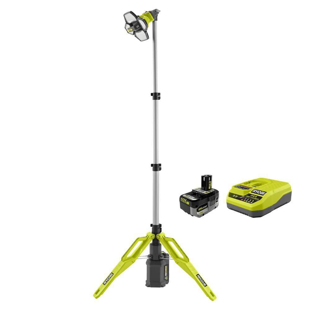 Hybrid Tri-Power Tripod Light with ONE+ 18V HIGH PERFORMANCE Starter Kit with 4.0 Ah Battery and Charger - Image 1