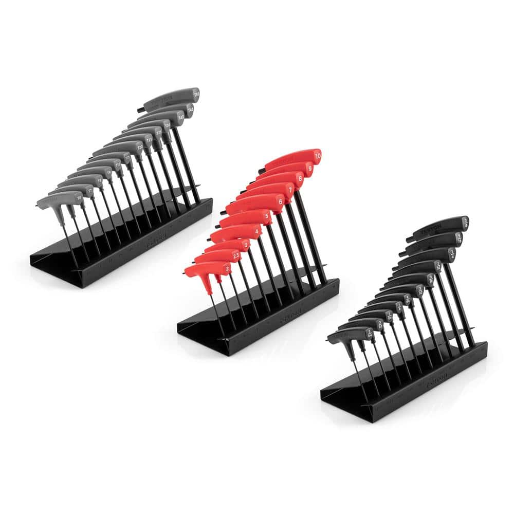 Ball End Hex and Star T-Handle Key Set with Stand, 34-Piece (5/64-3/8 in., 2-10 mm, T6-T50) - Image 1