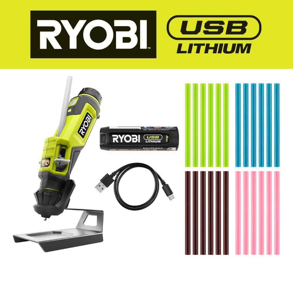 USB Lithium Glue Pen Kit with 2.0 Ah USB Lithium Battery, Charging Cable, and 24PC Mini Size Glue Sticks (Variety) - Image 1