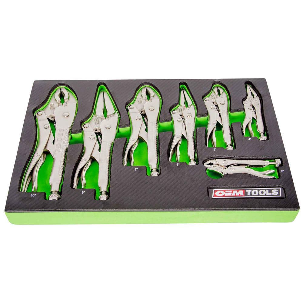 OEMTOOLS 23987 7-Piece Set Locking Pliers, Curved and Long Nose Vise Grips for Gripping and Clamping Tasks, Precision-Machined Vise Grip Jaws, Heat-Treated Alloy Steel, Includes EVA Tray - Image 1