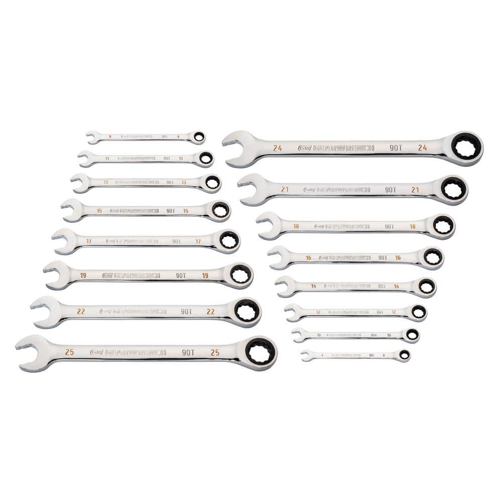 Metric 90-Tooth Combination Ratcheting Wrench Tool Set (16-Piece) - Image 1