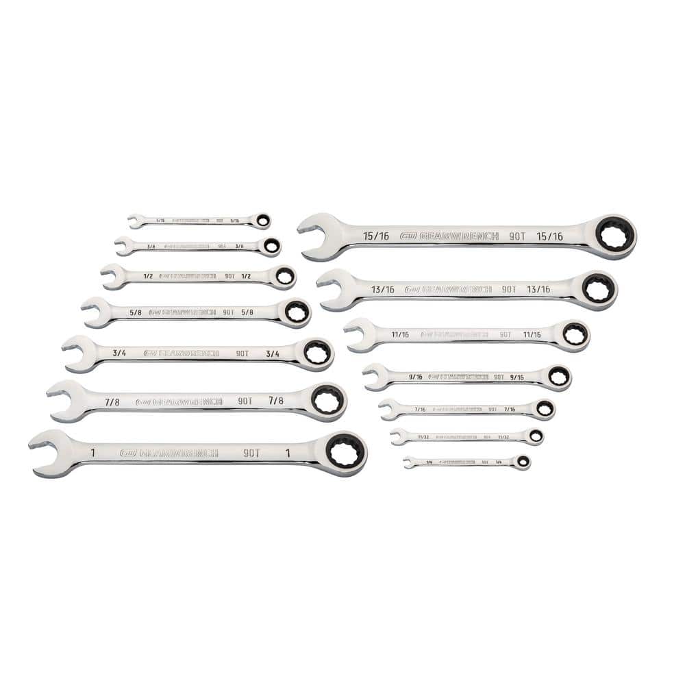 SAE 90-Tooth Combination Ratcheting Wrench Tool Set (14-Piece) - Image 1