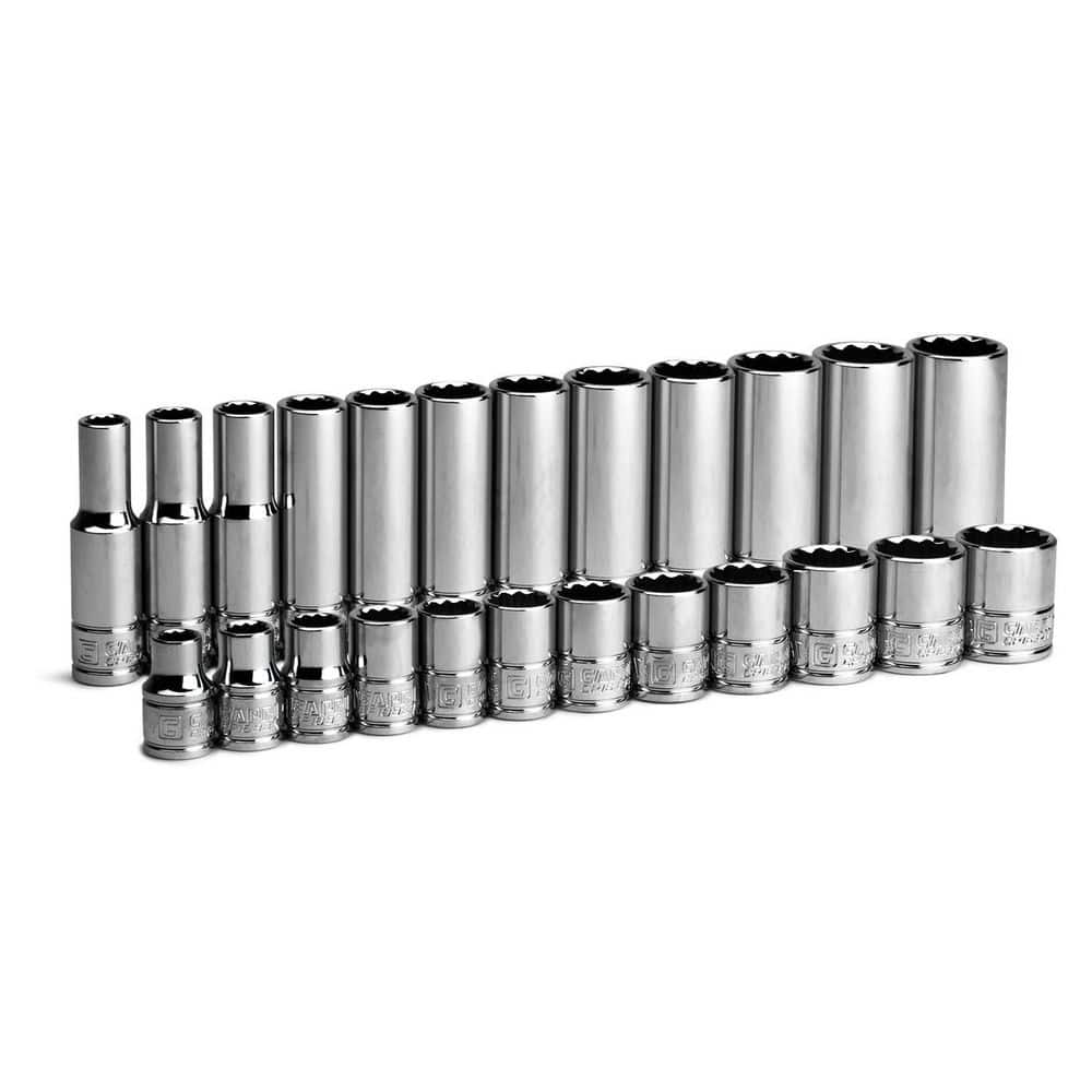 3/8 in. Drive Metric 12-Point Shallow and Deep Socket Set (24-Piece) - Image 1