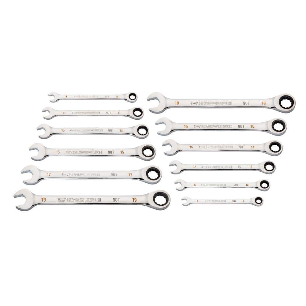 Metric 90-Tooth Combination Ratcheting Wrench Tool Set (12-Piece) - Image 1