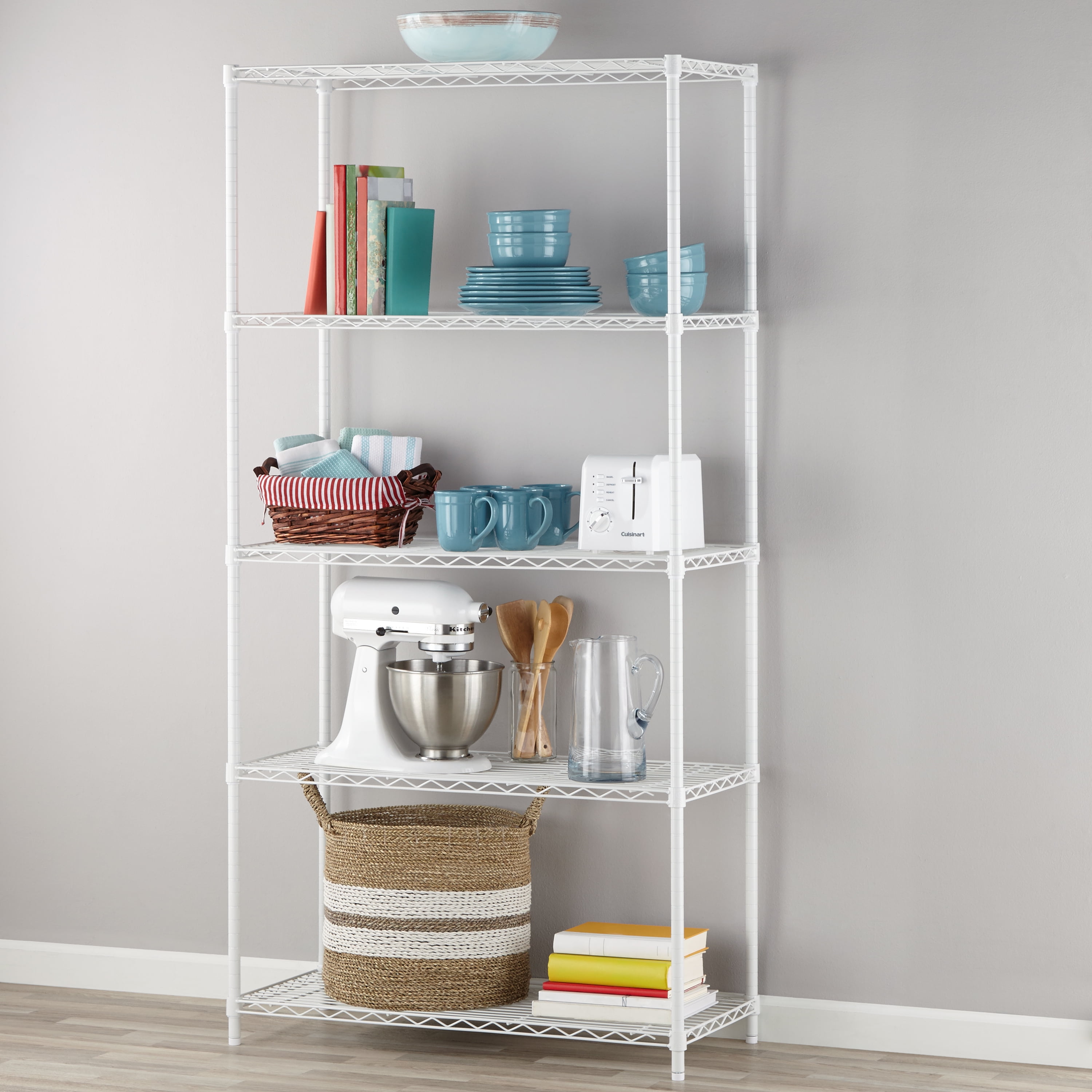Hyper Tough Steel 5-Tier Storage Shelf Unit 72"H x 36"W x 16"D, 1750lb Total Capacity, White - Image 1