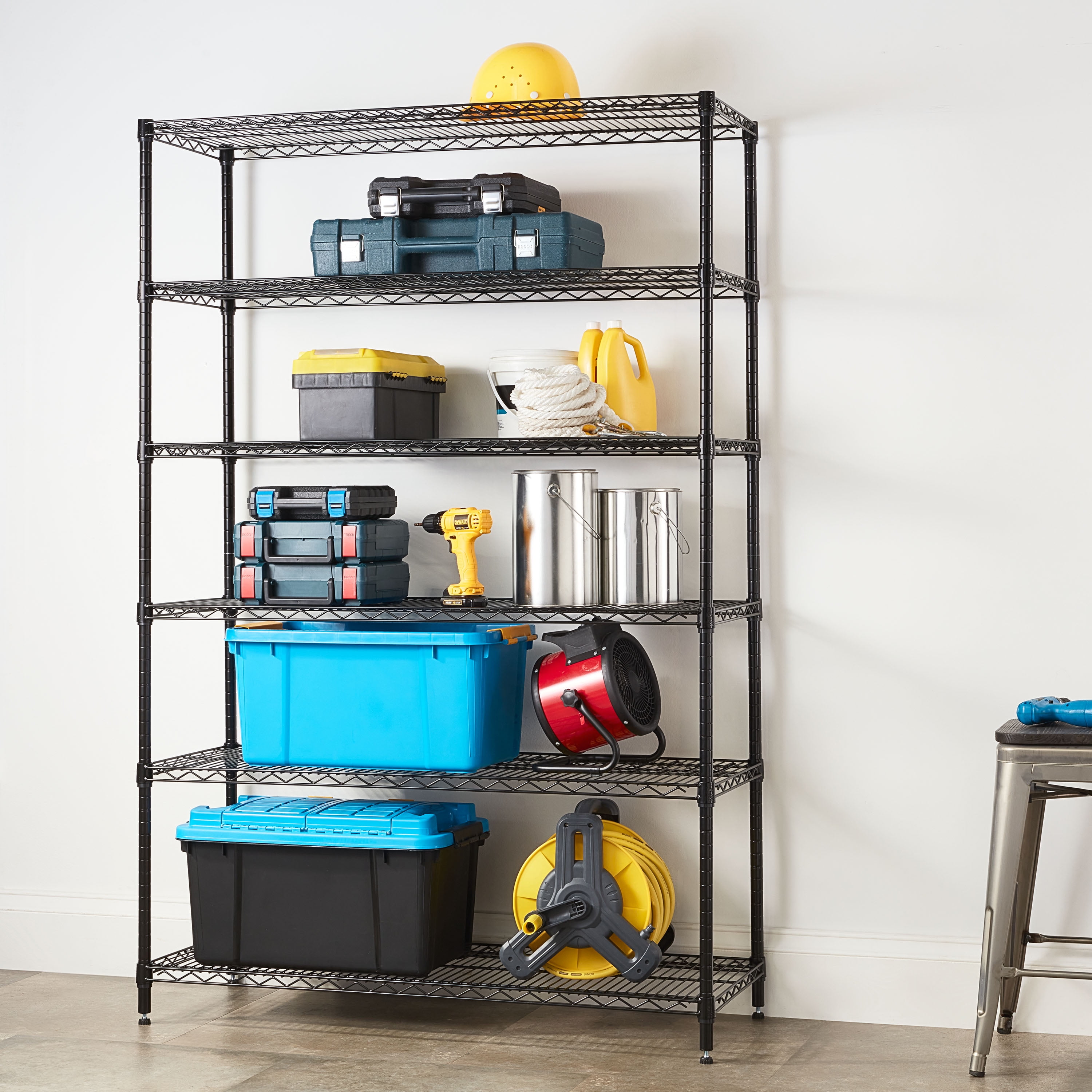 Hyper Tough Steel 6-Tier Storage Shelf Unit 72"H x 18"W x 47.7"D, 3600lb Total Capacity, Black - Image 1