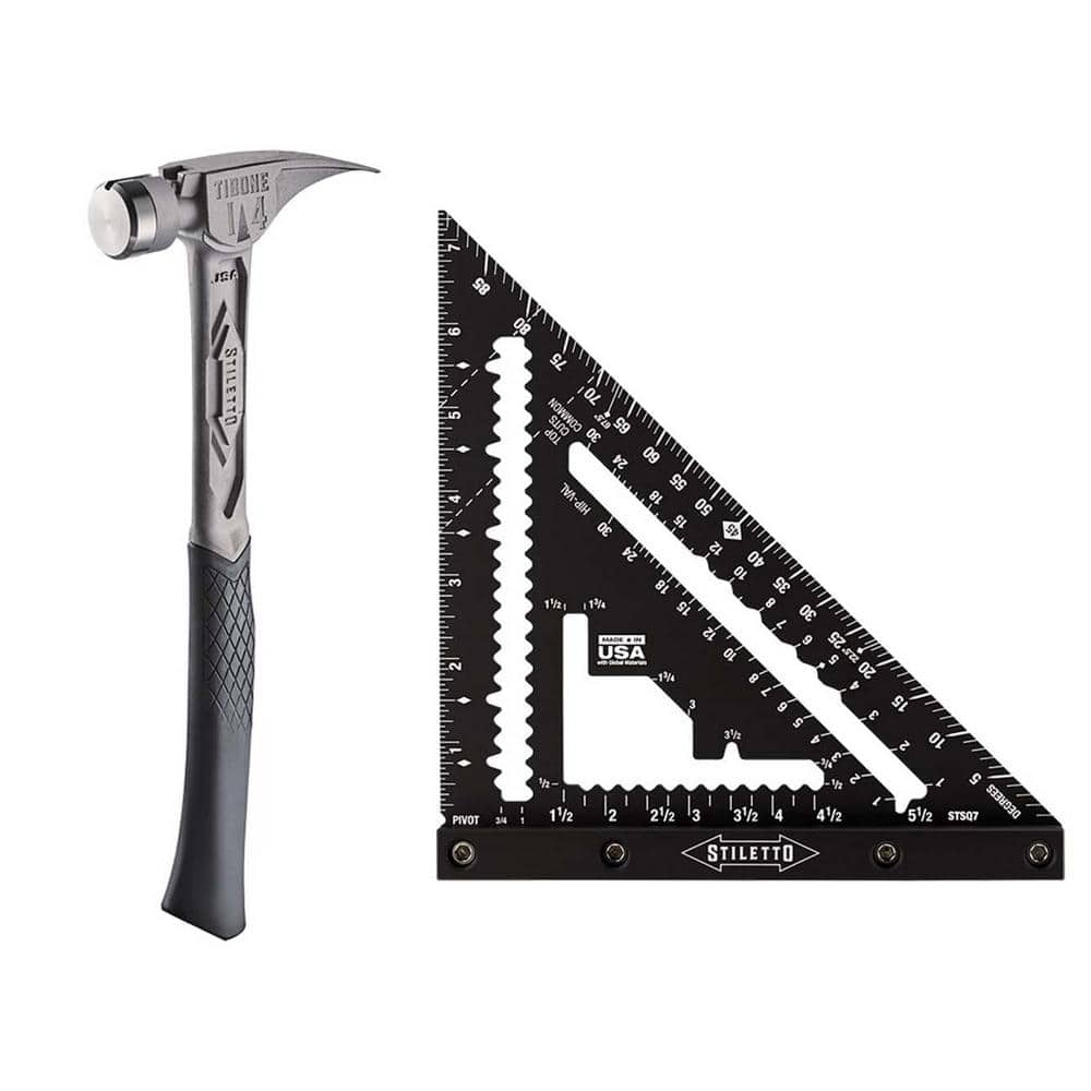 14 oz. TiBone Smooth Face with Curved Handle with 7 in. Carpenter Square (2-Piece) - Image 1