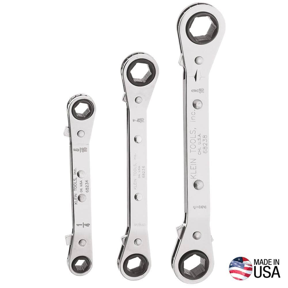 3-Piece Fully Reversible Ratcheting Offset Box Wrench Set - Image 1