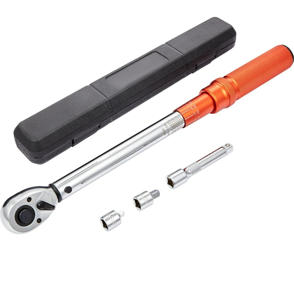BENTISM Torque Wrench, 1/2" Drive Click Torque Wrench 10-150ft.lb/14-204n.m, Dual-Direction Adjustable Torque Wrench Set, Mechanical Dual Range Scales Torque Wrench Kit with Adapters Extension Rod - Image 1