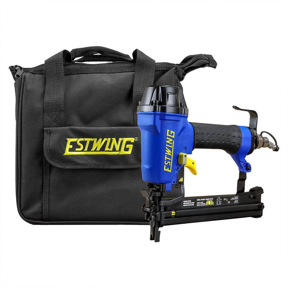 Pneumatic 18-Gauge 7/8 in. Fencing Stapler with Metal Belt Hook, 1/4 in. NPT Industrial Swivel Fitting, and Bag - Image 1