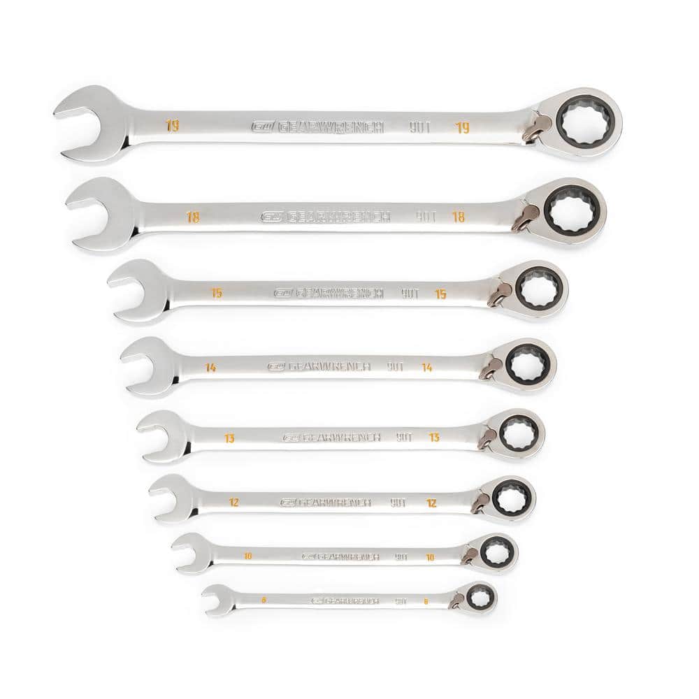 Metric 90-Tooth Reversible Combination Ratcheting Wrench Set (8-Piece) - Image 1