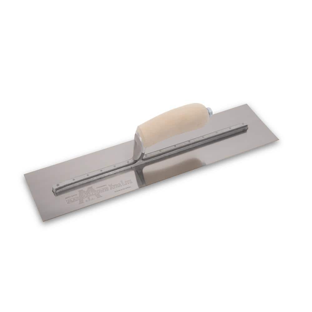 20 in. x 5 in. Stainless Steel Curved Wood Handle Finishing Trowel - Image 1