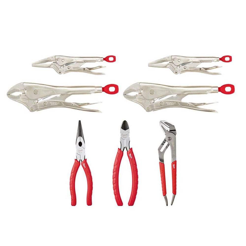 Torque Lock Locking Pliers Set with Long Nose, Straight Jaw, and Cutting Pliers Kit (7-Piece) - Image 1