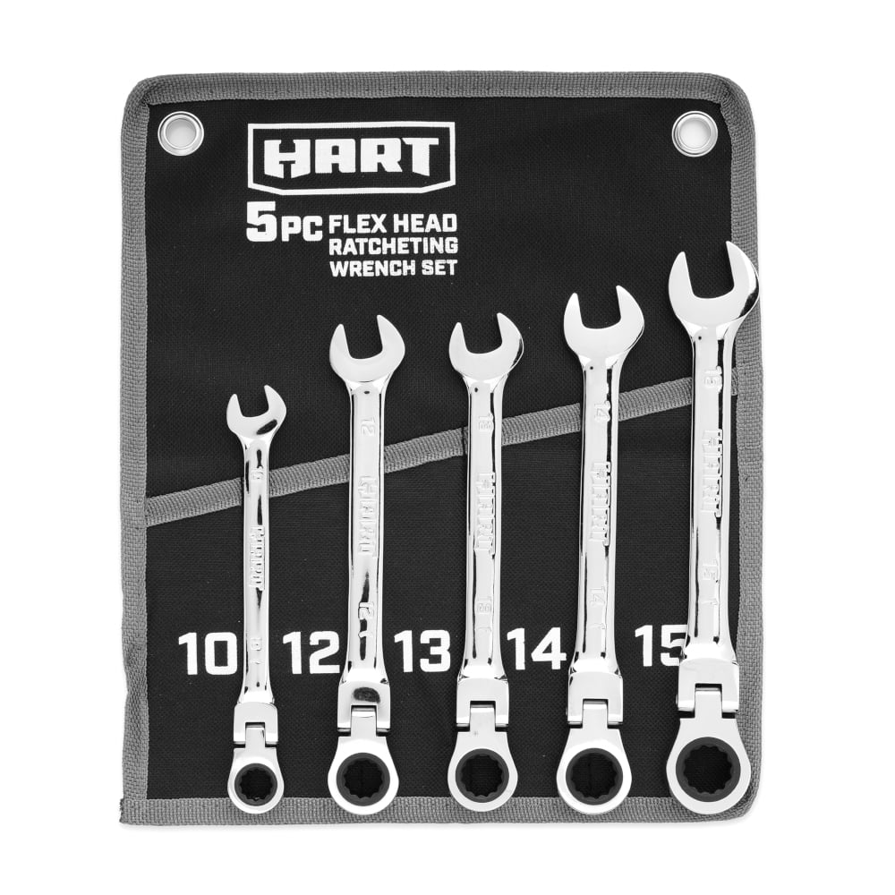 HART 5-Piece Flex Head Ratcheting Wrench Set, Metric Wrenches - Image 1