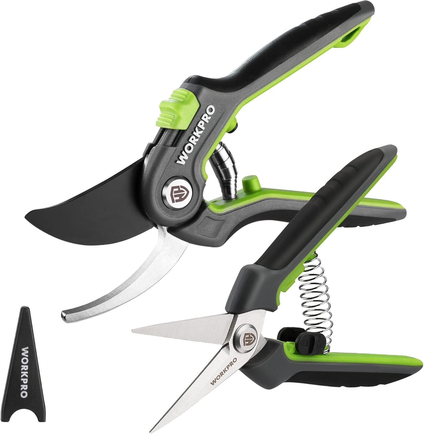 WORKPRO Garden Pruning Shears 2 Pack, 8" Bypass Pruning Shears and 6.25" Straight Garden Scissors, Premium Plant Shears, Garden Clippers Hand Tools for Cutting Flowers, Trimming Plants, Picking Fruits - Image 1