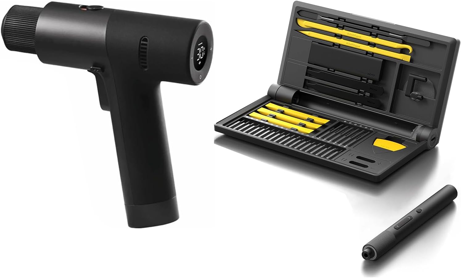 HOTO 12V Cordless Brushless Drill Bundle with Electric Precision Screwdriver Kit Pro - Image 1
