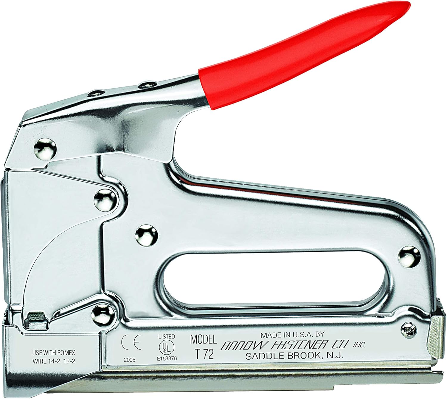 Arrow T72 Heavy Duty Wire and Cable Staple Gun, Manual Stapler for Installing Wiring for Telecommunications, Internet, and Computer Cables, uses T72 Insulated Staples - Image 1