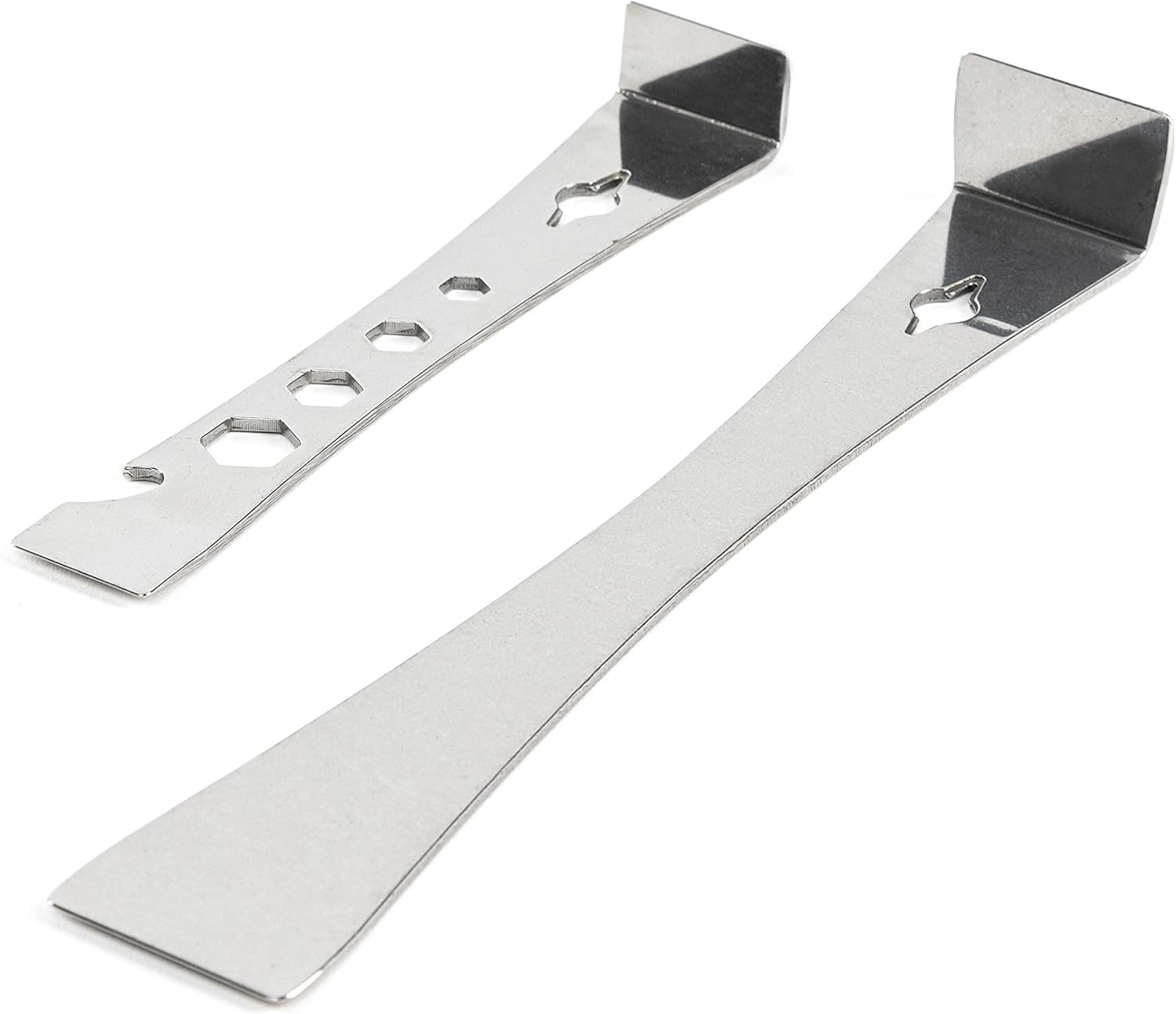 NEIKO 00250A Pry Bar Set, 2 Pc Stainless Steel Flat Bar Crowbar, Hex Wrench, Small Pry Bar, 6-1/2” Mini Crow Bar & 9-1/2” Pry Tool, Molding, Scrape, Nail, Baseboard Trim Puller, & Prop Bottle Opener - Image 1