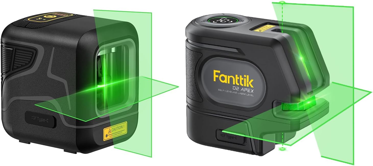 Fanttik D2 Self-Leveling Cross Line Laser Level & D2 APEX Laser Level with Plumb Points - Image 1