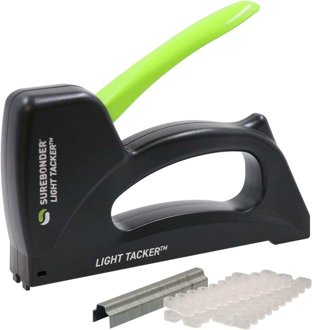 Surebonder 5540HOL Light-Duty Tacker Staple Gun for Holiday and Christmas Lights, Garland, Phone, Speaker, TV, and Computer Cable - 60 Staples and 30 Insulators Included - Image 1