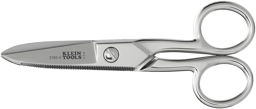 Klein Tools 2100-5 Electrician Scissors, Made in USA, 5.25-Inch Compact Scissors for Heavy-Duty Cutting and Low Voltage Work, Multi-Purpose - Image 1