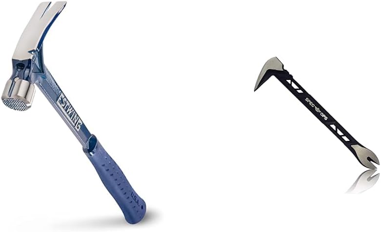 ESTWING Ultra Series Hammer - 19 oz Rip Claw Framer with Milled Face & Shock Reduction Grip - E6-19SM & Spec Ops Tools 10" Nail Puller Cats Paw Pry Bar, High-Carbon Steel, 3% Donated to Veterans, - Image 1