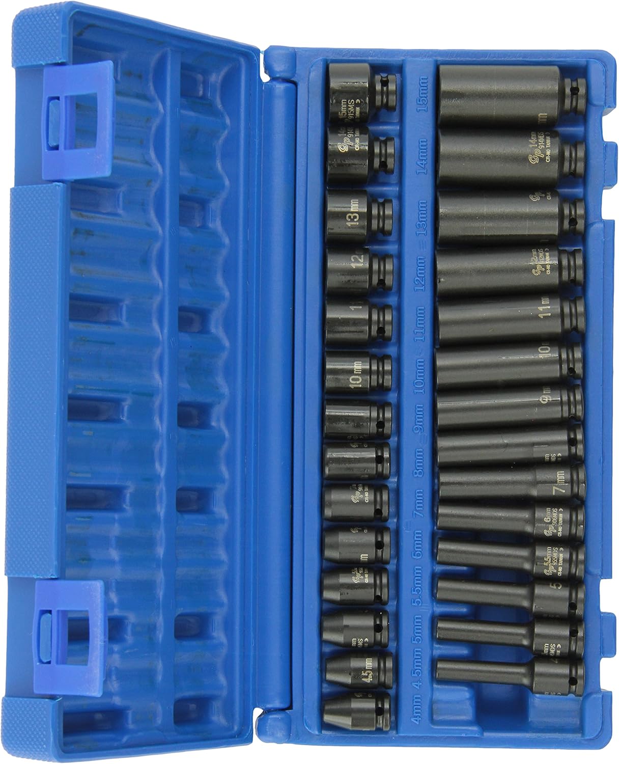 Grey Pneumatic 1/4in Drive Standard and Deep Length Surface Drive Impact Set - Image 1