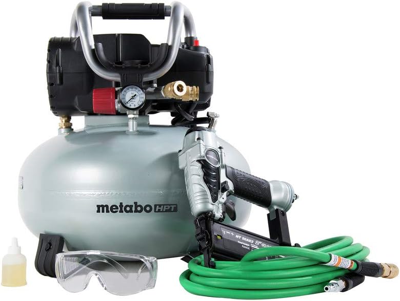 Metabo HPT Air Compressor Combo Kit, Includes Brad Nailer, Pancake Compressor, and 25 Ft Air Hose (KNT50AB) - Image 1