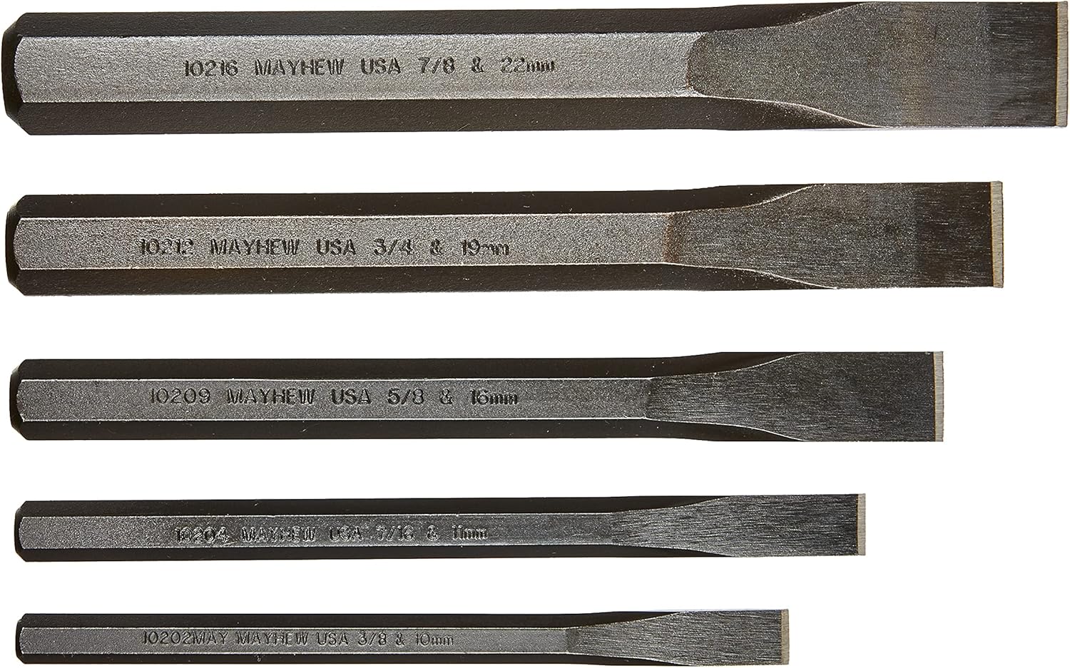 Mayhew Tools 61523 Cold Chisel Set, 5-Piece, Black Oxide Finish - Image 1