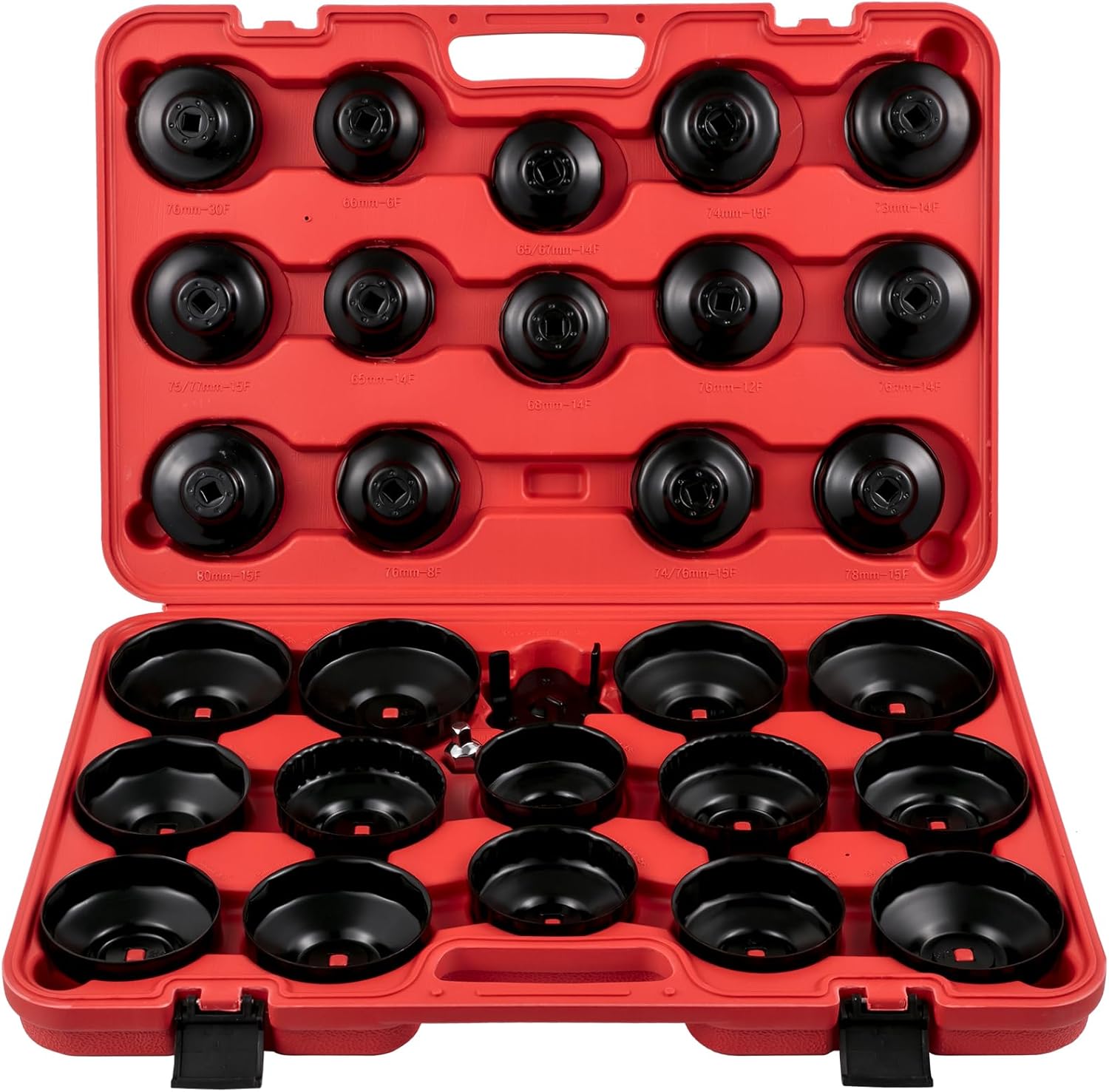 VEVOR Oil Filter Socket Set, 30 Pcs, Steel, Black, 3-Jam Wrench - Image 1