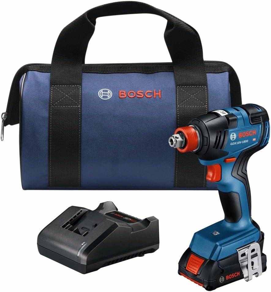 Bosch GDX18V-1800B12 18V Two-In-One 1/4 In. and 1/2 In. Bit/Socket Impact Driver/Wrench Kit with 2 Ah Standard Power Battery - Image 1