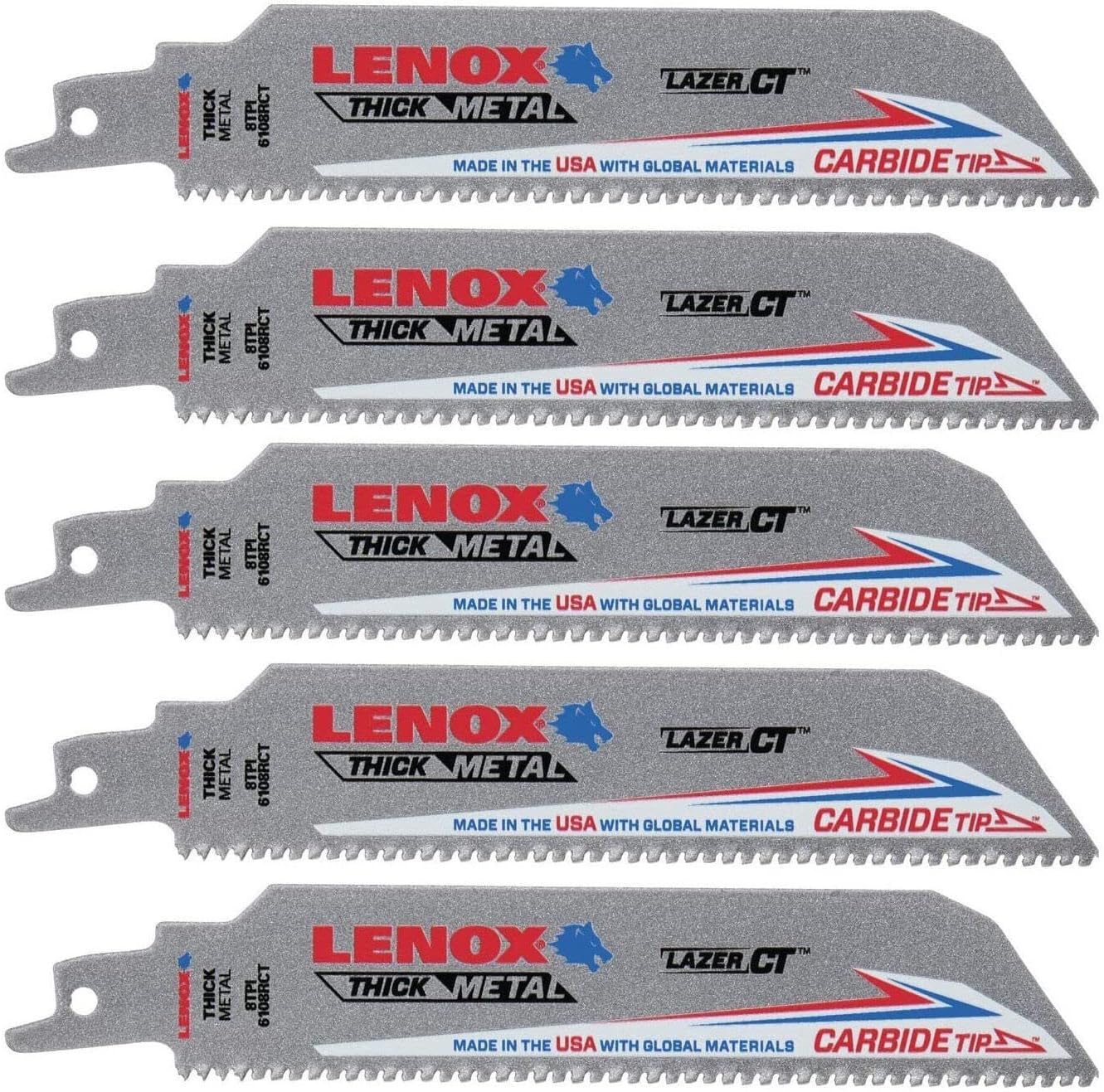 Lenox 6in 8TPI Carbide Tipped Reciprocating Saw Blades - Image 1