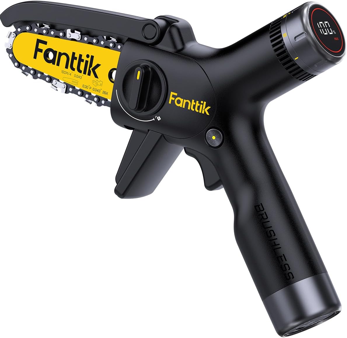 Fanttik TurboLite W10 APEX External Rotor Brushless Motor Mini Chainsaw Cordless with 3 Speed Adjustment, Type-C Fast Charging, LED Light for Tree Wood, Tools for Household and Garden - Image 1