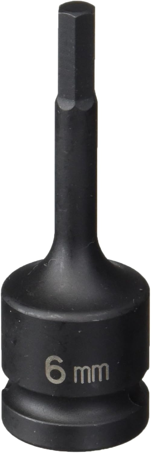 Grey Pneumatic 1/2 Inch Drive x 6mm Chrome-Molybdenum Steel Hex Impact Bit Socket - Image 1