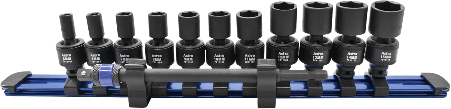 Astro Tools 78111 12pc 1/4" Square & Hex Drive Magnetic Universal 6pt Impact Socket Set for Impact Wrenches & Drivers - Image 1