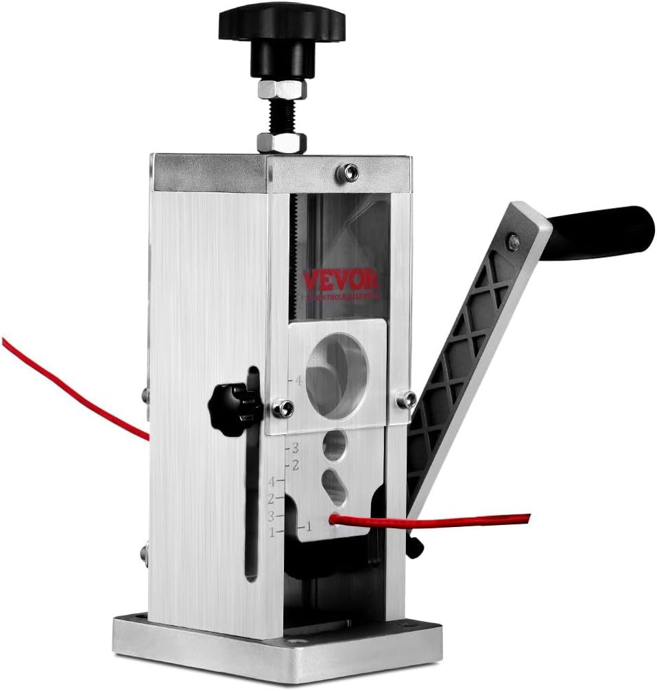VEVOR Manual Wire Stripping Machine, 0.06''-1.5'' Copper Stripper with Hand Crank or Drill Powered, Visible Stripping Depth Reference, Portable Aluminum Frame Wire Peeler for Scrap Copper Recycling - Image 1