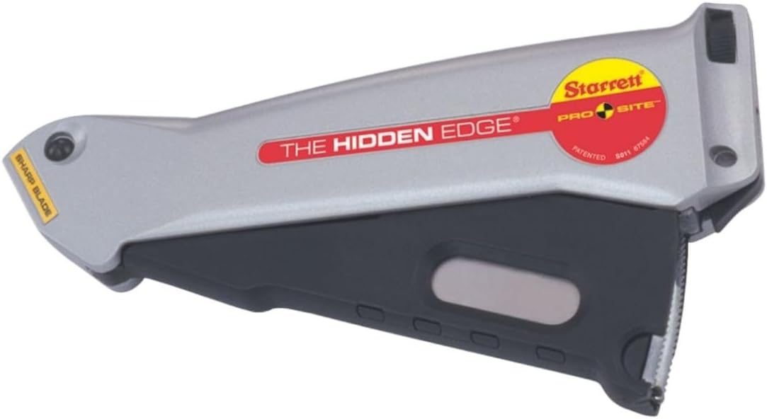 Starrett Hidden Edge Utility Knife with Easy to Use Safety Lock and Level for Fast, Tool-Free Blade Changes - Retractable Lever Action, Aluminum Case Material - S011 - Image 1