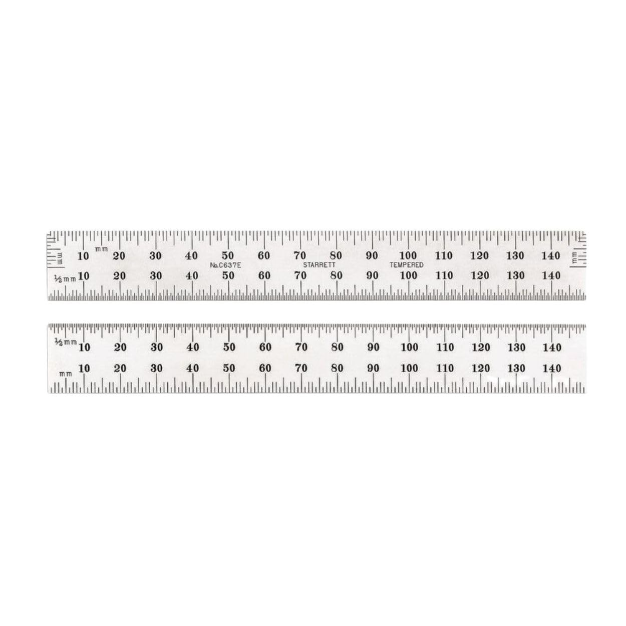 Starrett Spring Tempered Steel Rule with Satin Chrome Finish, Quick Reading and Millimeter Graduation - 500mm Length, 35 Graduation Type, 1.2mm Thickness - C635-500 - Image 1