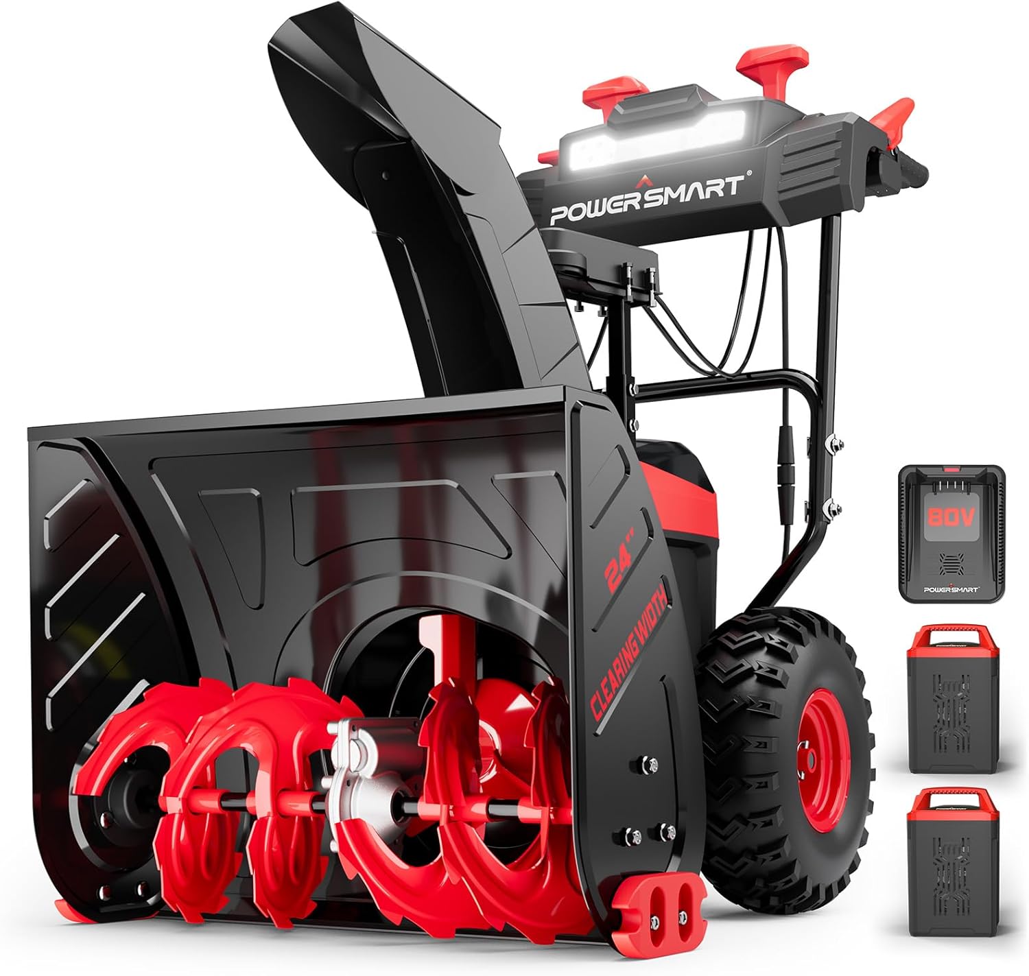 PowerSmart 24" 80V Self-Propelled 2-Stage Cordless Snow Blower, with (2) 6.0Ah Batteries & (1) Charger, HB2805B - Image 1