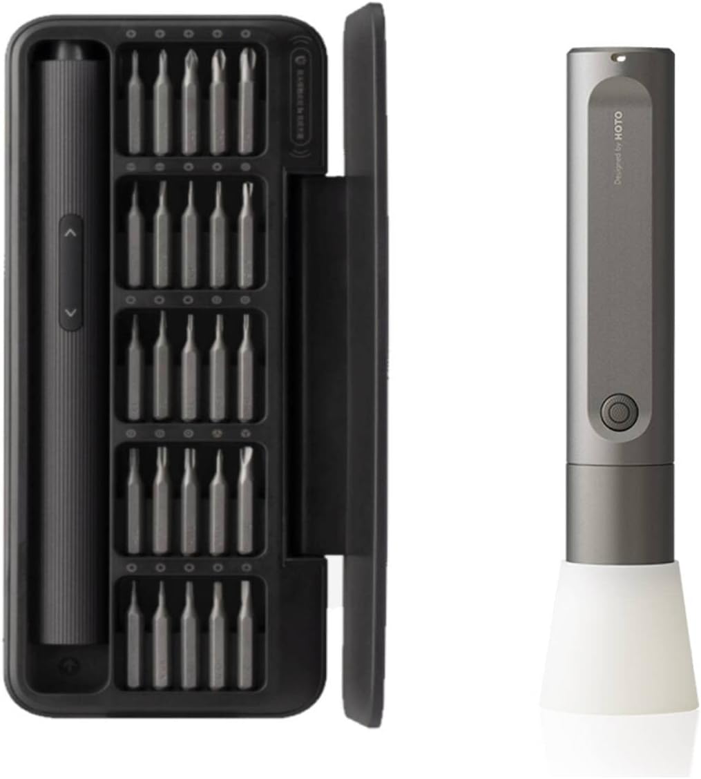HOTO 25 in 1 Precision Electric Screwdriver Set + Rechargeable LED Flashlight - Image 1