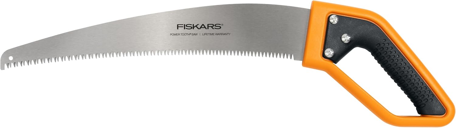 Fiskars 15” PowerTooth D-Handle Saw with Razor-Sharp Stainless Steel blade, Ergonomic SoftGrip Handle for Comfort and Control, Heavy-Duty Hand Saw - Image 1