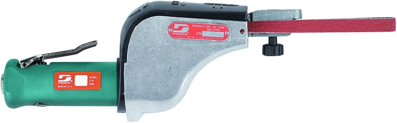Dynabrade (14000) Dynafile Abrasive Belt Tool with Contact Arm (11218) | 0.5 hp 20,000 RPM Pneumatic Motor, Straight-Line | For 1/8"-1/2" (3-13 mm) Wide x 24" (610 mm) Long Belts - Image 1