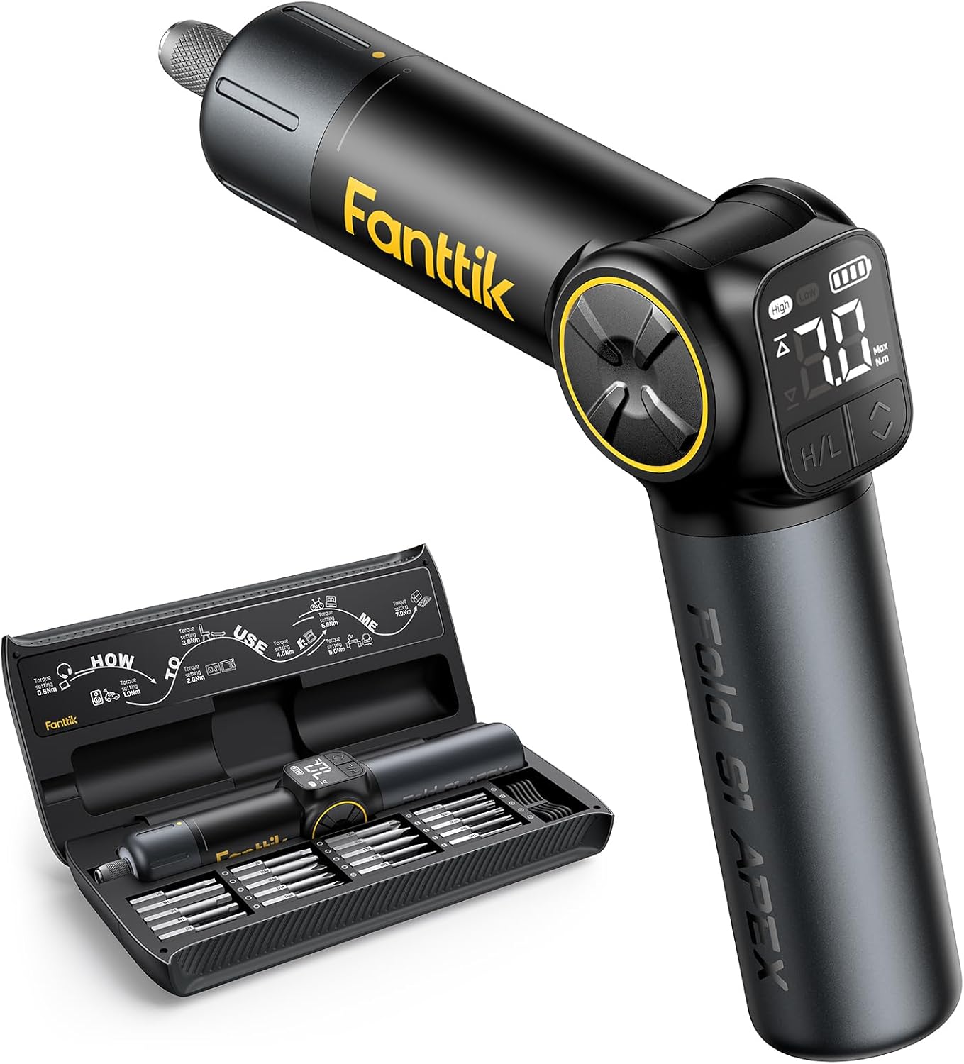 Fanttik S1 APEX Electric Screwdriver, Pivot Handle Screwdriver, Max 7N.m High Torque, 2 Speed Options, 1/4''Hex, Screen Interaction, Tech Tool for DIY Enthusiasts-Deluxe Edition - Image 1