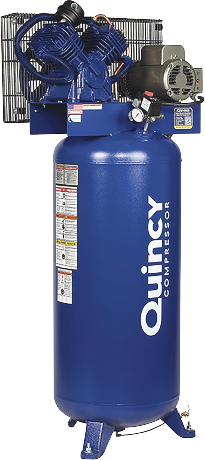 Quincy QT-54 Splash Lubricated Reciprocating Air Compressor - 5 HP, 230 Volt, 1 Phase, 60-Gallon Vertical, Model Number 2V41C60VC - Image 1