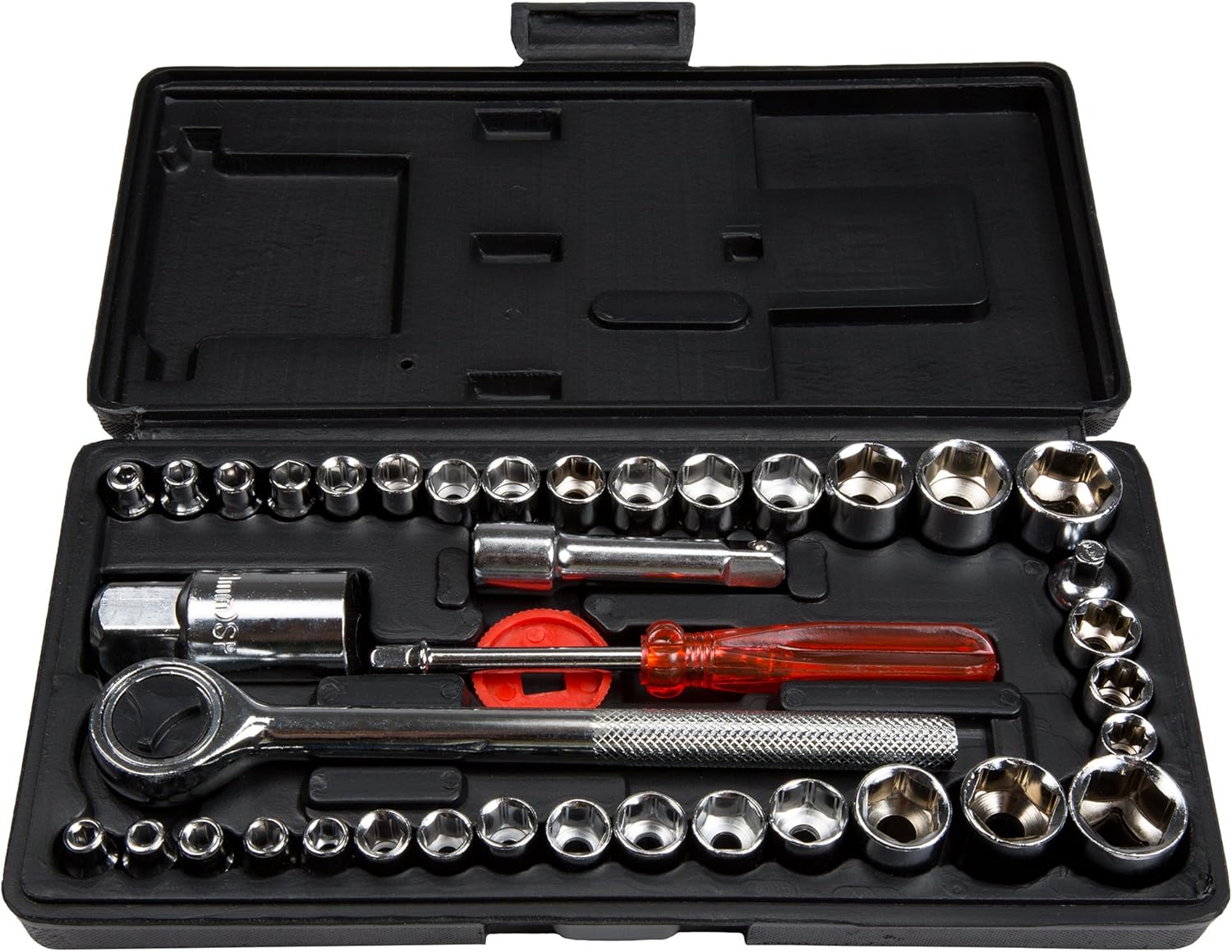 40 Piece Ratcheting Socket Wrench Set - Metric and Standard 6-Point Hex Socket Organizer Kit with Combination Torque and Insulated Handles - Image 1