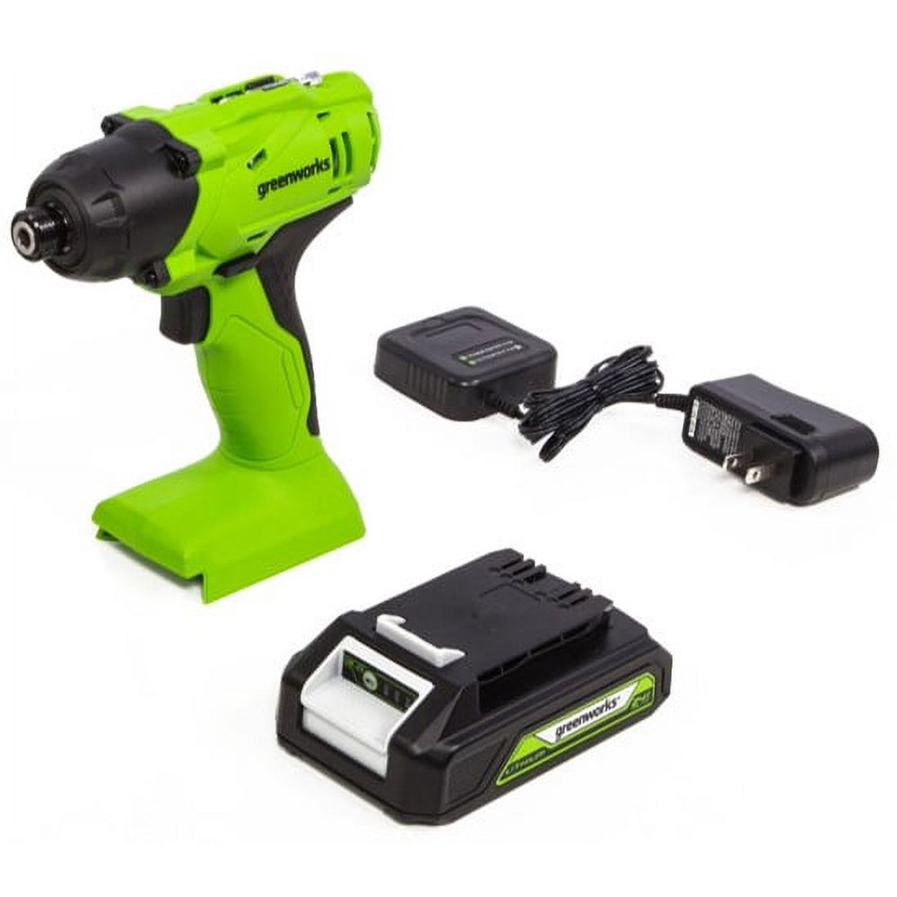 Greenworks 24V 1/4 in. Cordless Impact Driver with 2.0 Ah Battery and Charger, 3802602 - Image 1