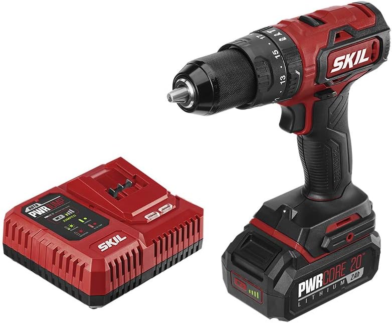 SKIL PWR CORE 20 Brushless 20V 1/2 Inch Hammer Drill Includes 2.0Ah Lithium Battery and PWR JUMP Charger - HD529402 - Image 1
