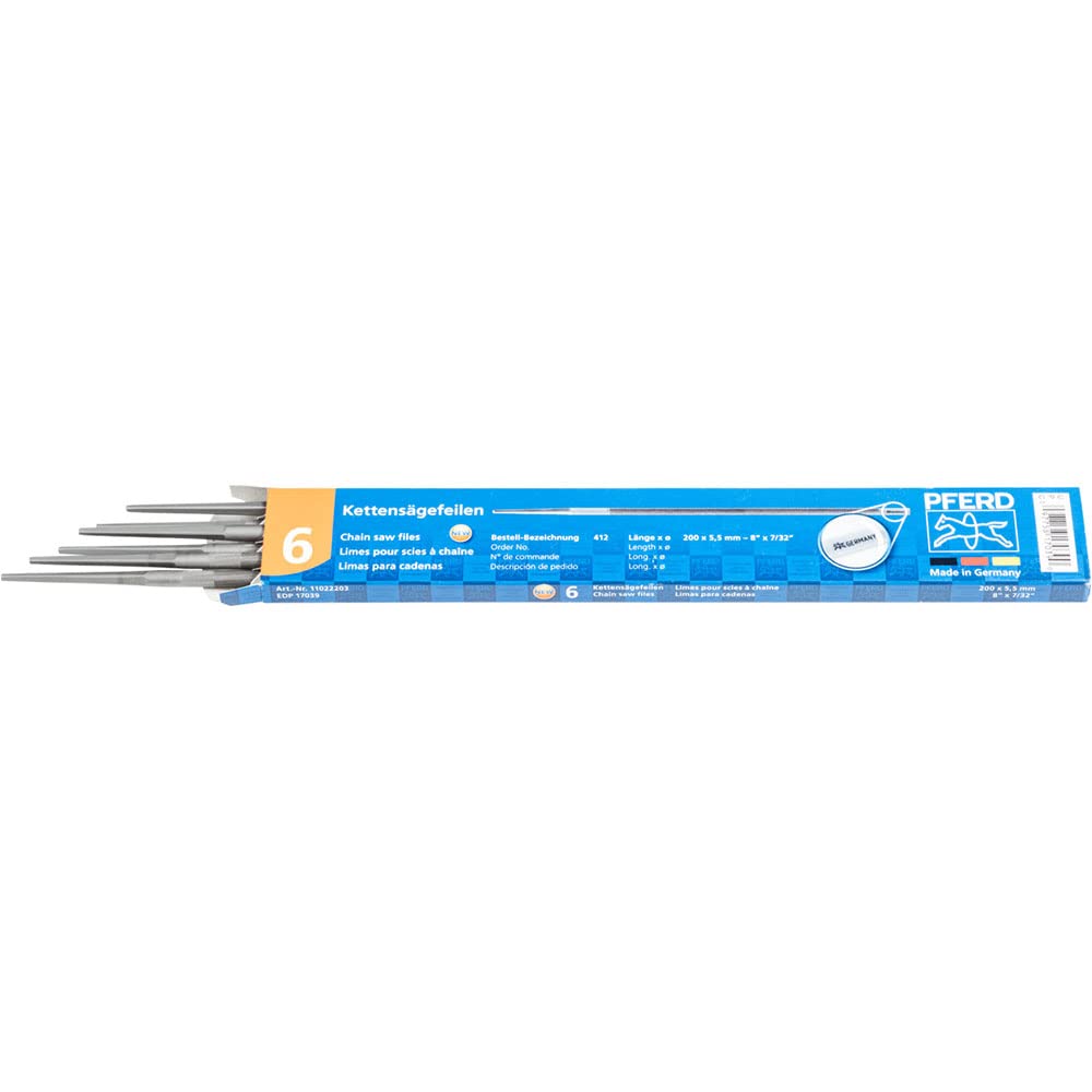 PFERD Chain Saw File, Round, 8 inch x 7/32 inch, Spiral Cut, Classic Line, 17039 – for Manually Sharpening Chain Saws - Image 1