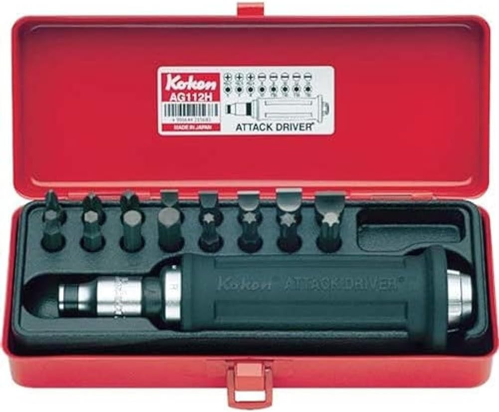 Ko-ken AG112H 1/2 Sq. Dr. Attack Driver Set Rubber Grip 18 pieces - Image 1